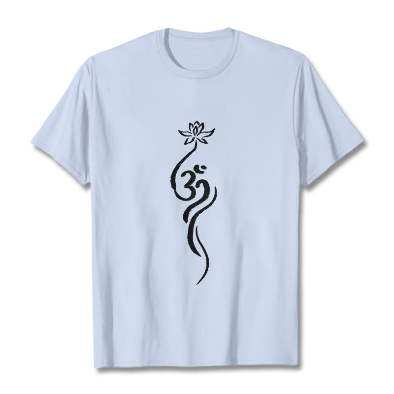 Buddha Stones Lotus Flower Om Design Tee T-shirt - LightCyan - 2XL - image 18