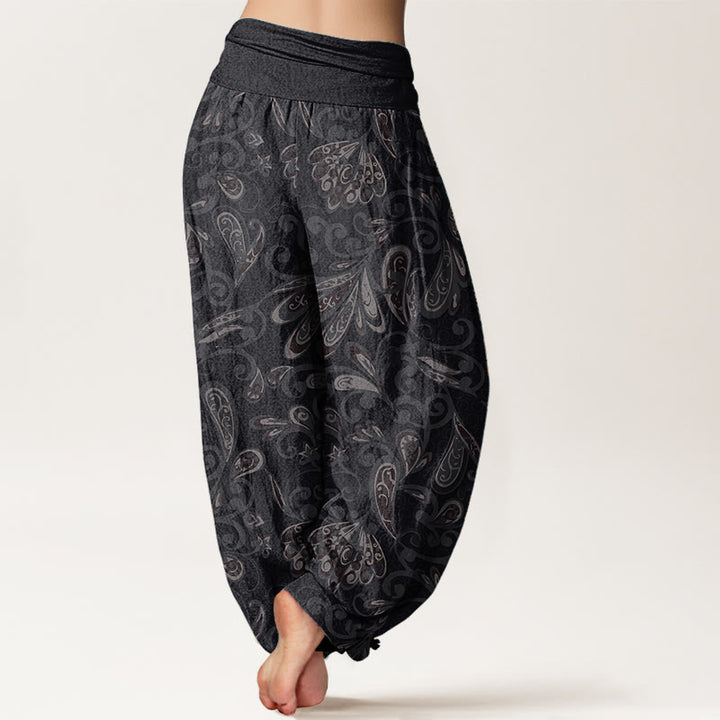 Buddha Stones Pure Cotton Casual Flower Petals Design Women's Elastic Waist Harem Pants - image 1
