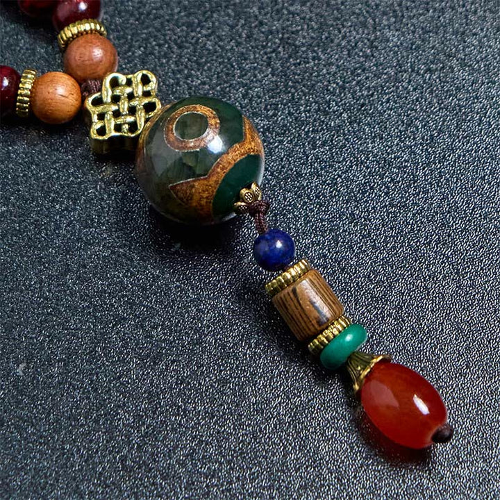 Buddha Stones Tibetan Handmade Wenge Wood Protection Dzi Bead Elephant Head Necklace Pendant - image 5