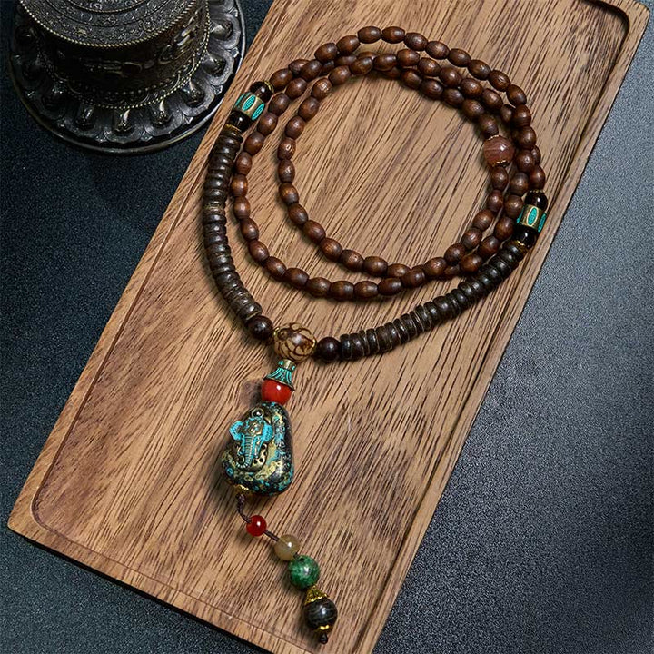 Buddha Stones Tibetan Handmade Wenge Wood Protection Dzi Bead Elephant Head Necklace Pendant - Wenge Wood&Elephant - image 8