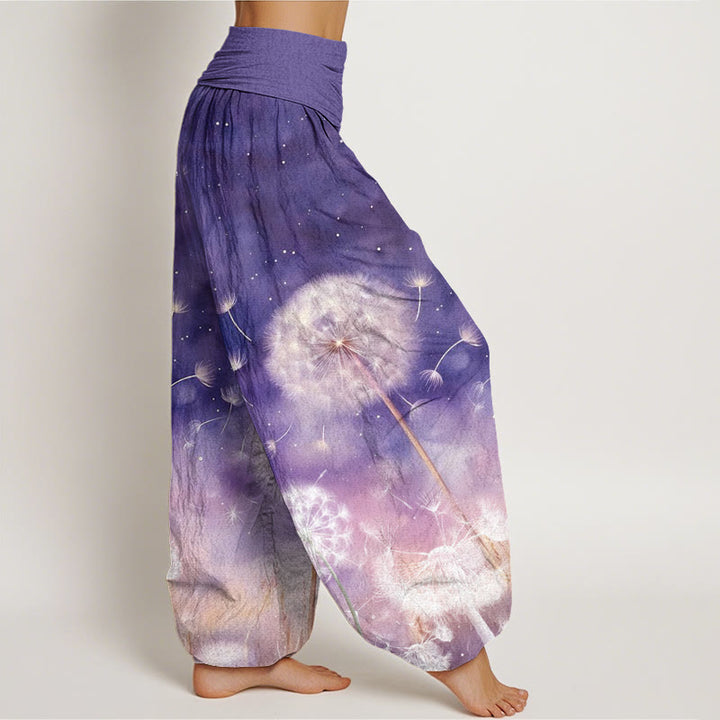 Buddha Stones Cotton Casual Dandelion Pattern Women's Elastic Waist Harem Pants - image 2