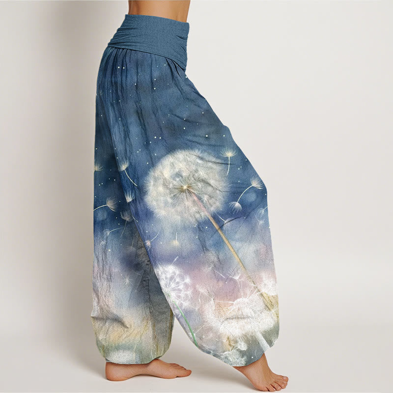 Buddha Stones Cotton Casual Dandelion Pattern Women's Elastic Waist Harem Pants - image 6
