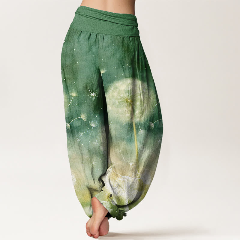 Buddha Stones Cotton Casual Dandelion Pattern Women's Elastic Waist Harem Pants - image 8