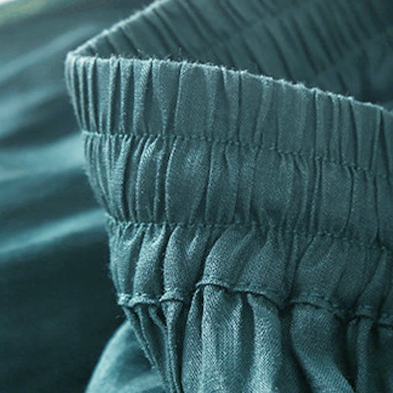 Buddha Stones Plain Lace Up Elastic Waist Women's Skirt With Pockets - image 5