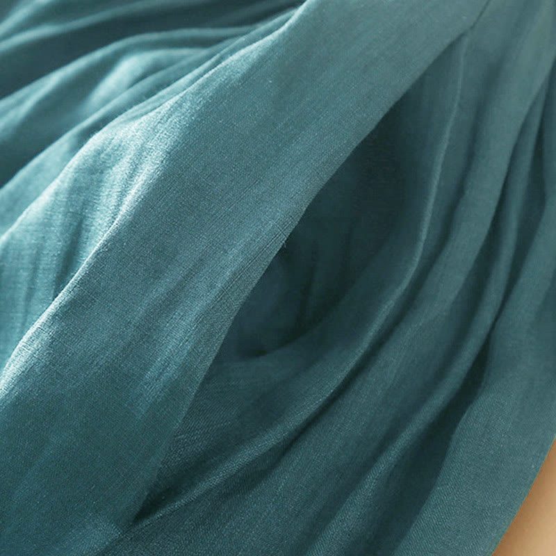 Buddha Stones Plain Lace Up Elastic Waist Women's Skirt With Pockets - image 4