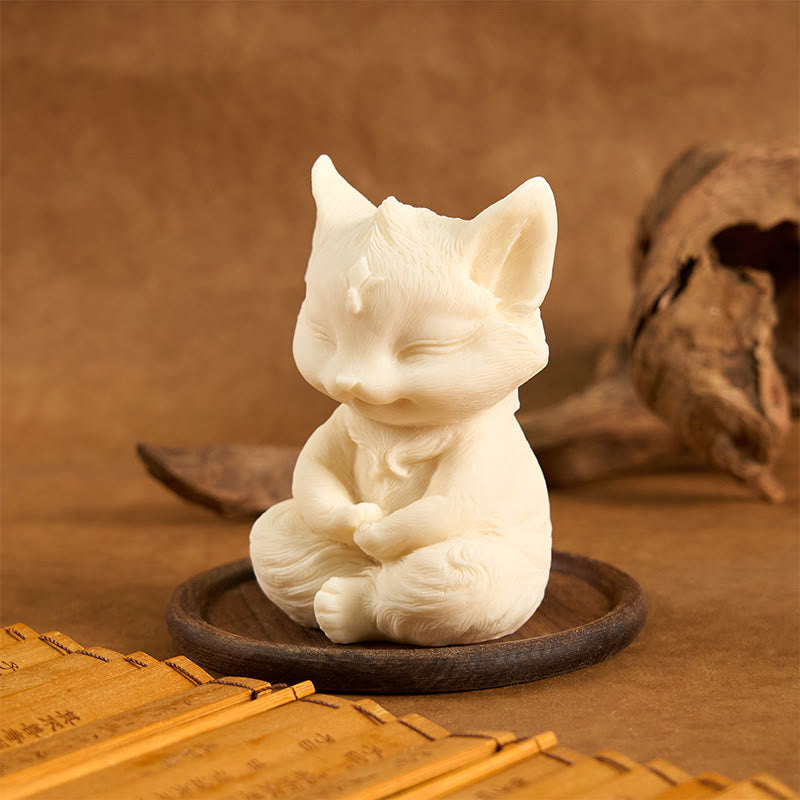 Buddha Stones Nine Tailed Fox Carved Ivory Fruit Blessing Home Decoration - image 8
