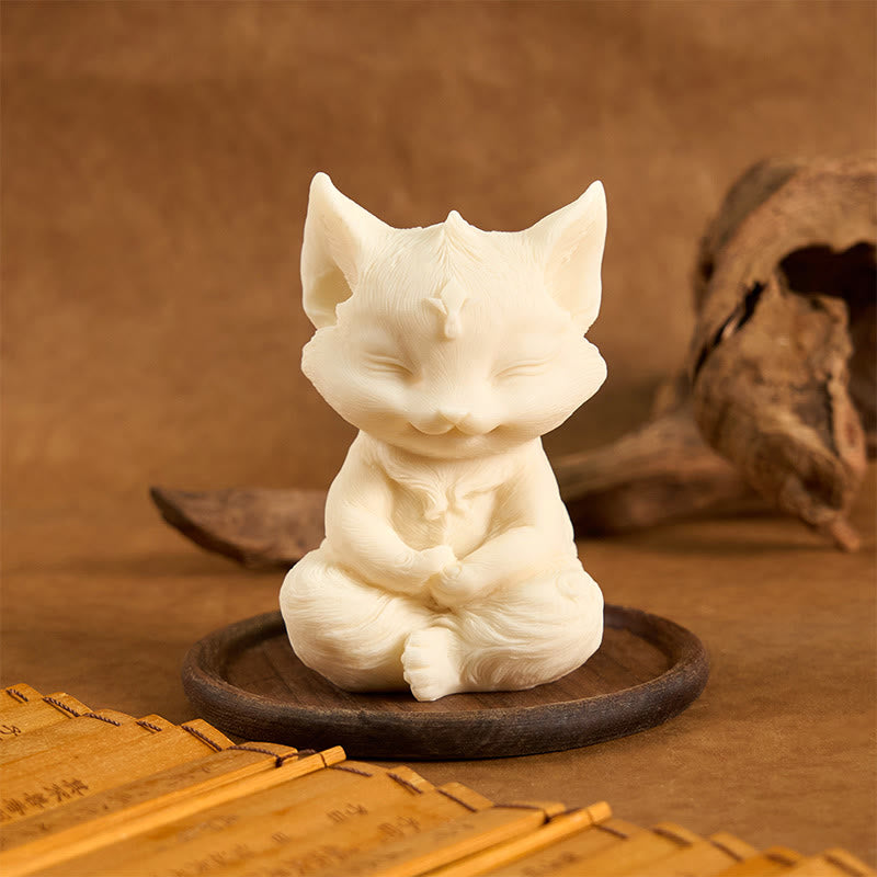 Buddha Stones Nine Tailed Fox Carved Ivory Fruit Blessing Home Decoration - Ivory Fruit White Fox 11*6*6cm - image 7