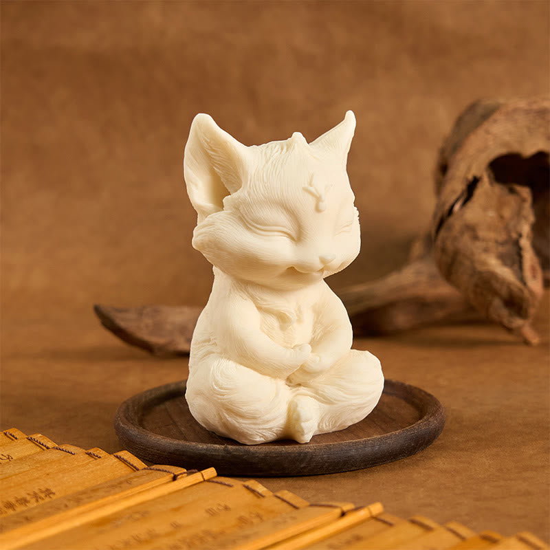 Buddha Stones Nine Tailed Fox Carved Ivory Fruit Blessing Home Decoration - image 10