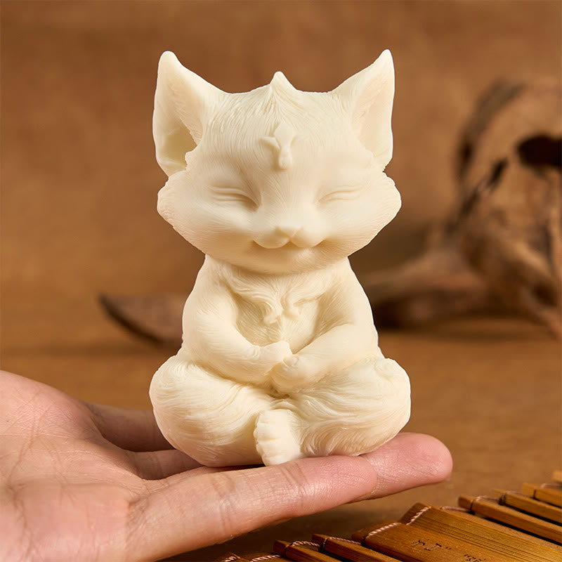 Buddha Stones Nine Tailed Fox Carved Ivory Fruit Blessing Home Decoration - image 9