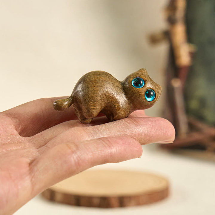 Buddha Stones Mini Cute Stretching Cat Carved Soothing Desk Decoration - image 5