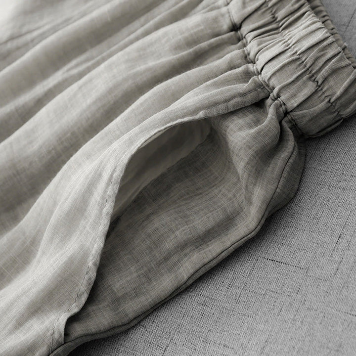 Buddha Stones Commute Solid Color Lace Embroidery Design Cotton Women's Wide Leg Cropped Pants With Pockets - image 11