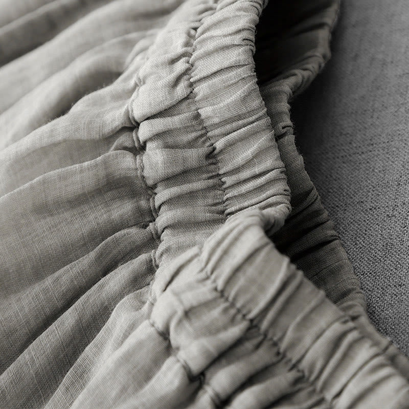 Buddha Stones Commute Solid Color Lace Embroidery Design Cotton Women's Wide Leg Cropped Pants With Pockets - image 10