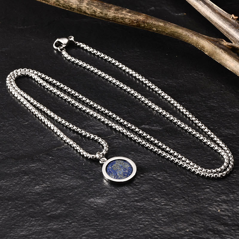 Buddha Stones Natural Stone Turquoise Tiger Eye  Lazurite Lapis Lazuli Malachite Titanium Steel Purification Necklace Pendant - image 18