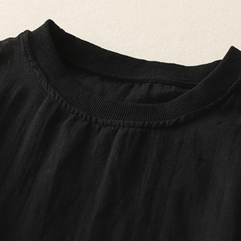 Buddha Stones Plain Threaded Crew Neck Design Women's Short Sleeves Shirt - image 9