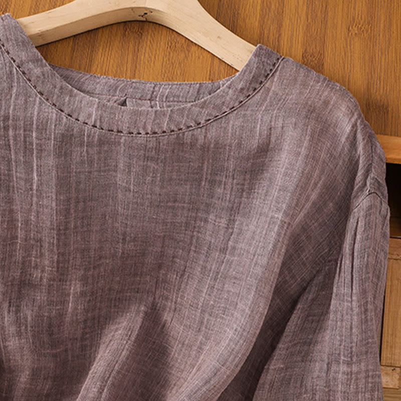 Buddha Stones Casual Summer Plain Crew Neck Women's Three Quarter Sleeve T-Shirt - image 12