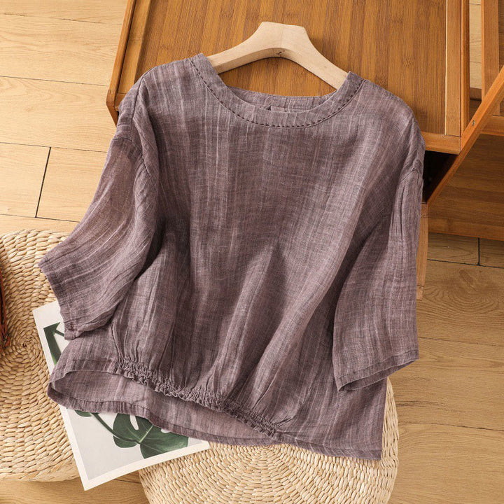 Buddha Stones Casual Summer Plain Crew Neck Women's Three Quarter Sleeve T-Shirt - MediumOrchid - US12，UK/AU16，EU44 (2XL) - image 8