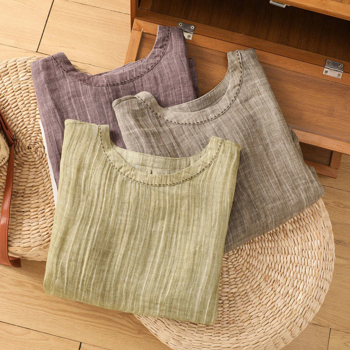 Buddha Stones Casual Summer Plain Crew Neck Women's Three Quarter Sleeve T-Shirt - image 29