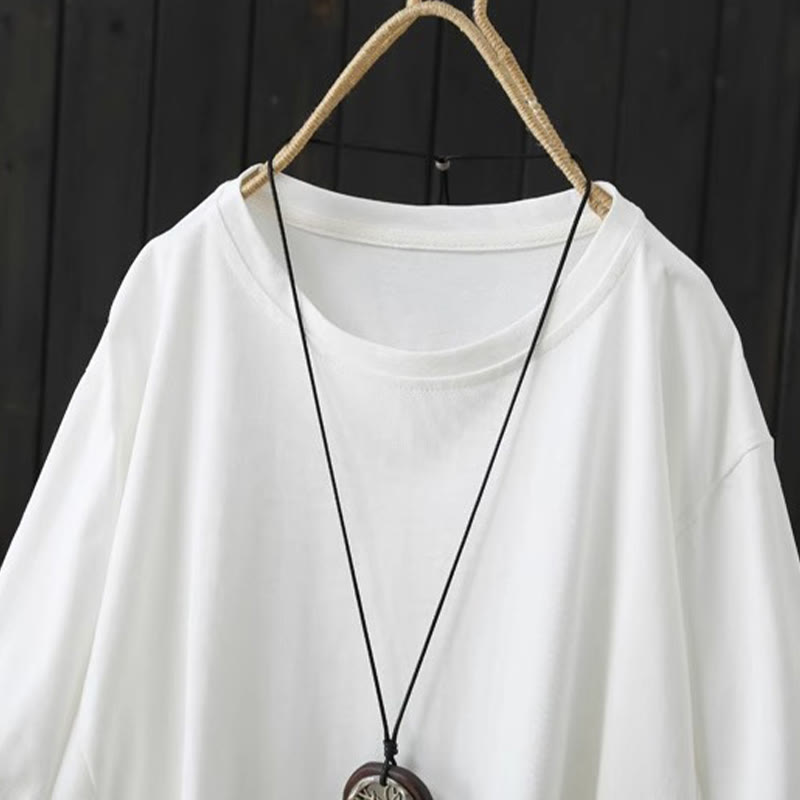 Buddha Stones Casual Loose Summer Plain Crew Neck Women's Short Sleeve T-shirt - image 5