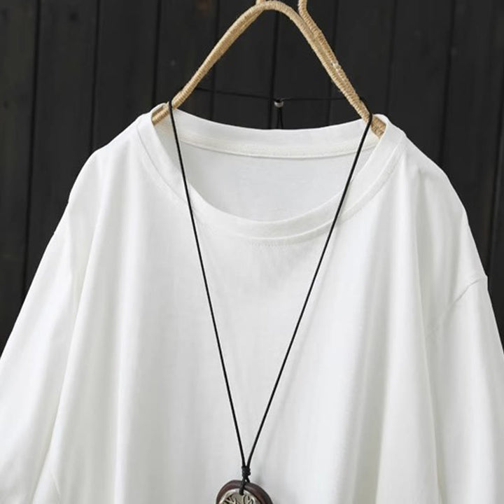 Buddha Stones Casual Loose Summer Plain Crew Neck Women's Short Sleeve T-shirt - image 5