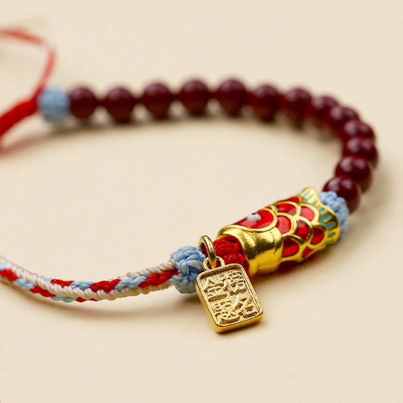 Buddha Stones Cinnabar Beads Lucky Koi Fish Blessing Bracelet - image 7