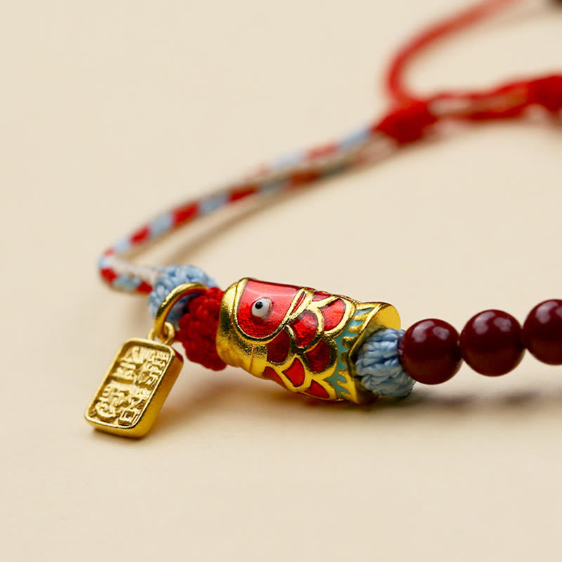 Buddha Stones Cinnabar Beads Lucky Koi Fish Blessing Bracelet - image 4