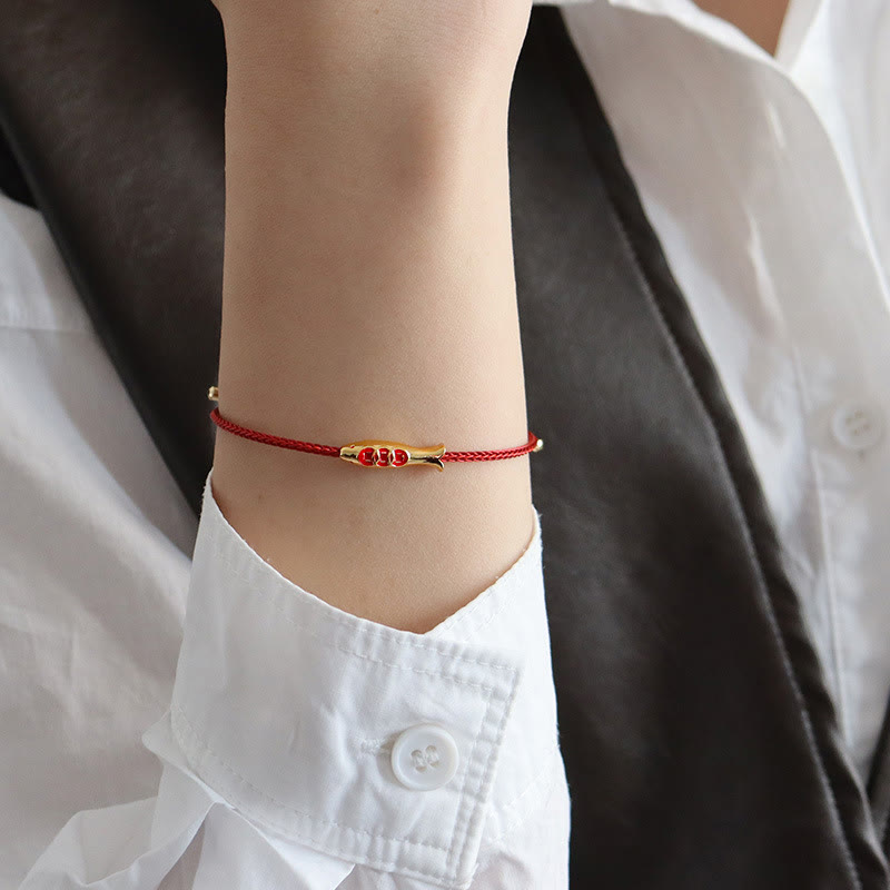 Buddha Stones Brass Koi Fish Red String Wealth Bracelet - image 5