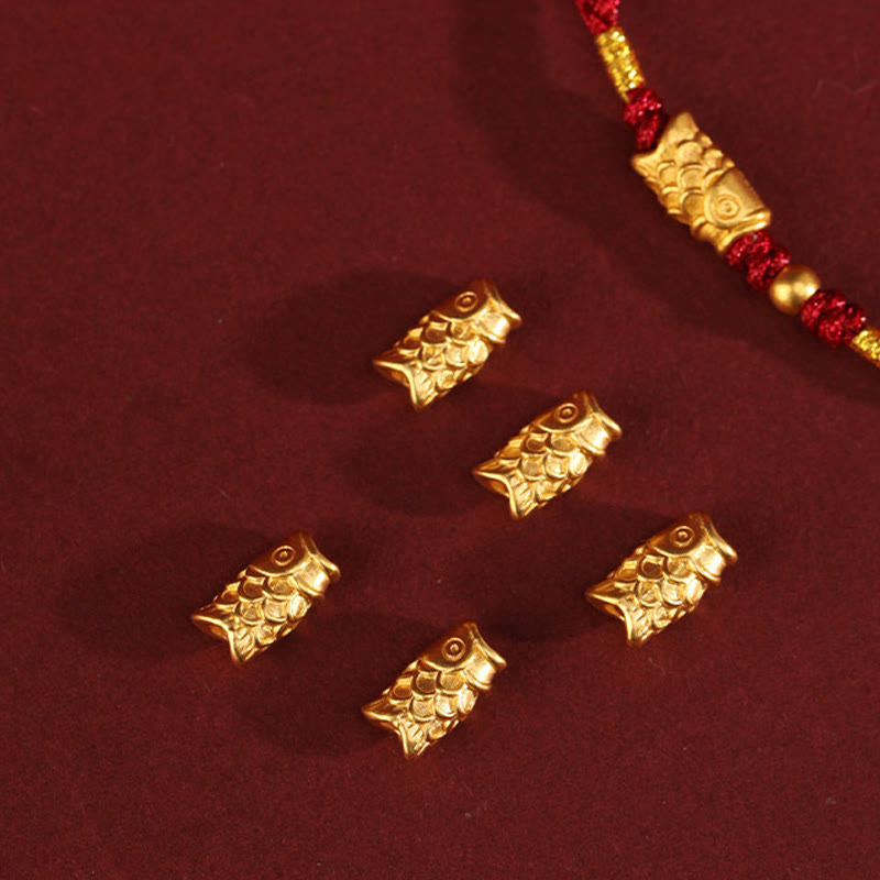 Buddha Stones 999 Gold Luck Protection Koi Fish Handmade Braided String Bracelet - image 5