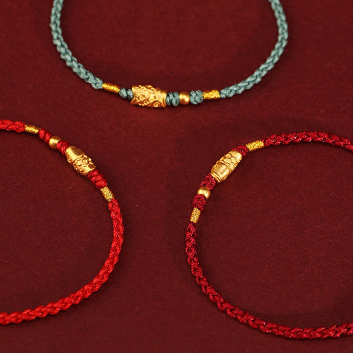Buddha Stones 999 Gold Luck Protection Koi Fish Handmade Braided String Bracelet - image 15