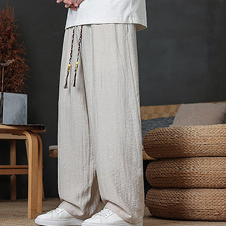 Buddha Stones Casual Plain Color Drawstring Design Men's Pants With Pockets - image 17