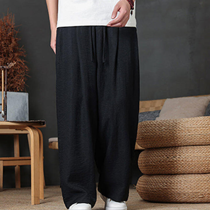 Buddha Stones Casual Plain Color Drawstring Design Men's Pants With Pockets - image 33