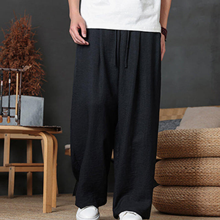 Buddha Stones Casual Plain Color Drawstring Design Men's Pants With Pockets - image 35