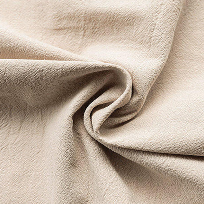 Buddha Stones Summer Solid Color Tang Suit Design Men's Half Sleeve Linen Shirt With Pockets - image 1