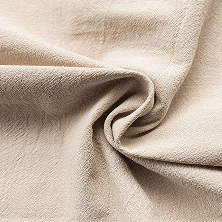 Buddha Stones Summer Plain Tang Suit Frog-Button Design Men's Short Sleeve Cotton Shirt - image 1