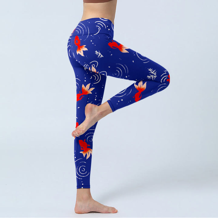 Buddha Stones Goldfish Water Ripples Pattern Print Gym Leggings Women's Yoga Pants - image 4