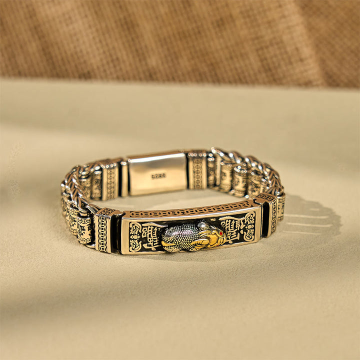 Buddha Stones Tibetan Copper Buckle Prayer Wheel Heart Sutra Pi Xiu Metal Bracelet - image 1