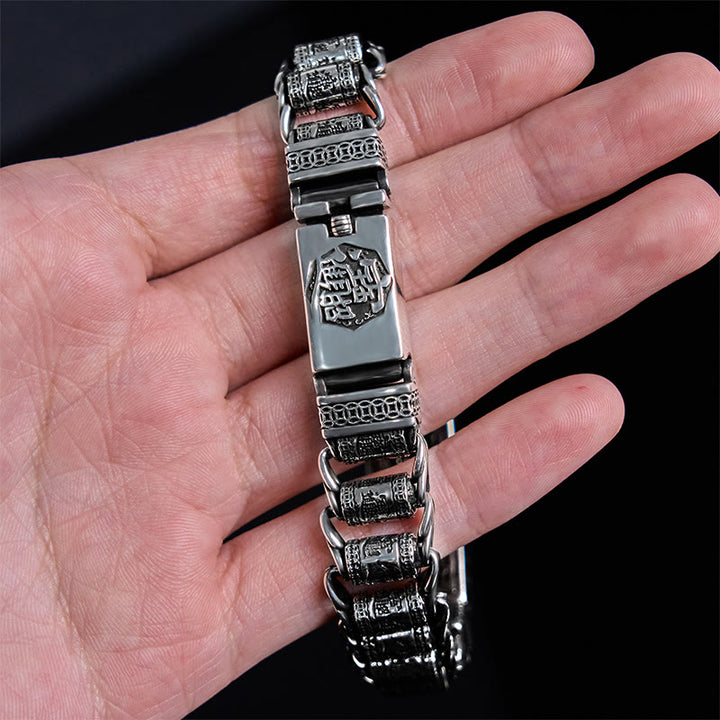 Buddha Stones Tibetan Copper Buckle Prayer Wheel Heart Sutra Pi Xiu Metal Bracelet - image 8
