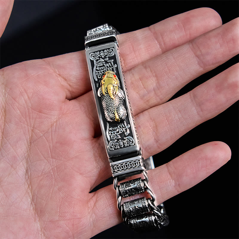 Buddha Stones Tibetan Copper Buckle Prayer Wheel Heart Sutra Pi Xiu Metal Bracelet - image 3