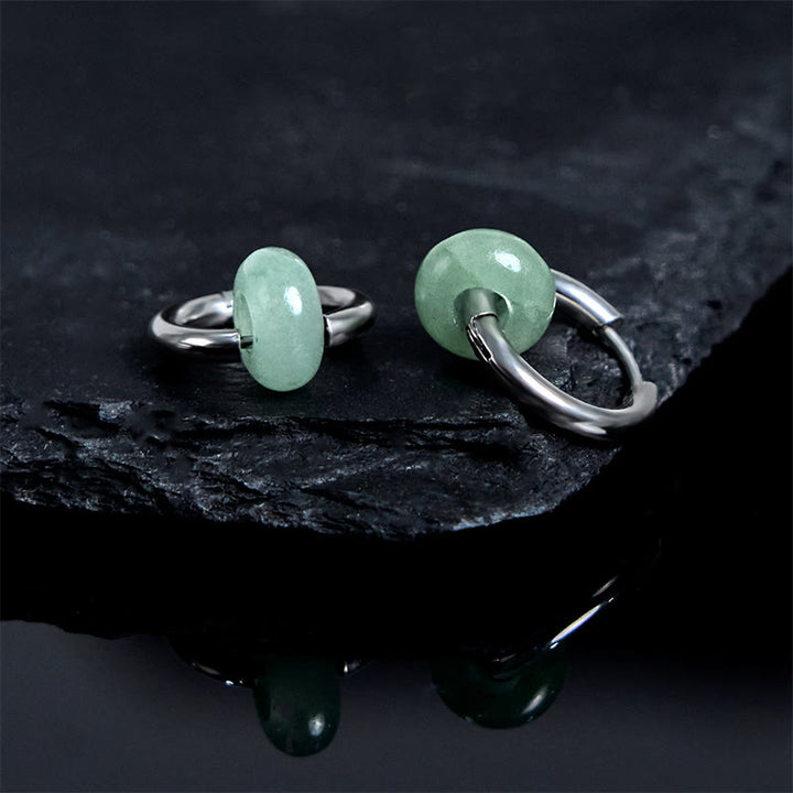 Buddha Stones "Sending Calm and Elegance"Titanium Steel Jade Earrings Includes Gift Message Card - image 4