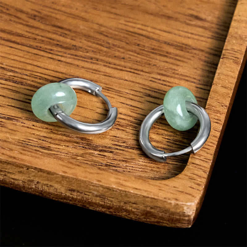 Buddha Stones "Sending Calm and Elegance"Titanium Steel Jade Earrings Includes Gift Message Card - image 9
