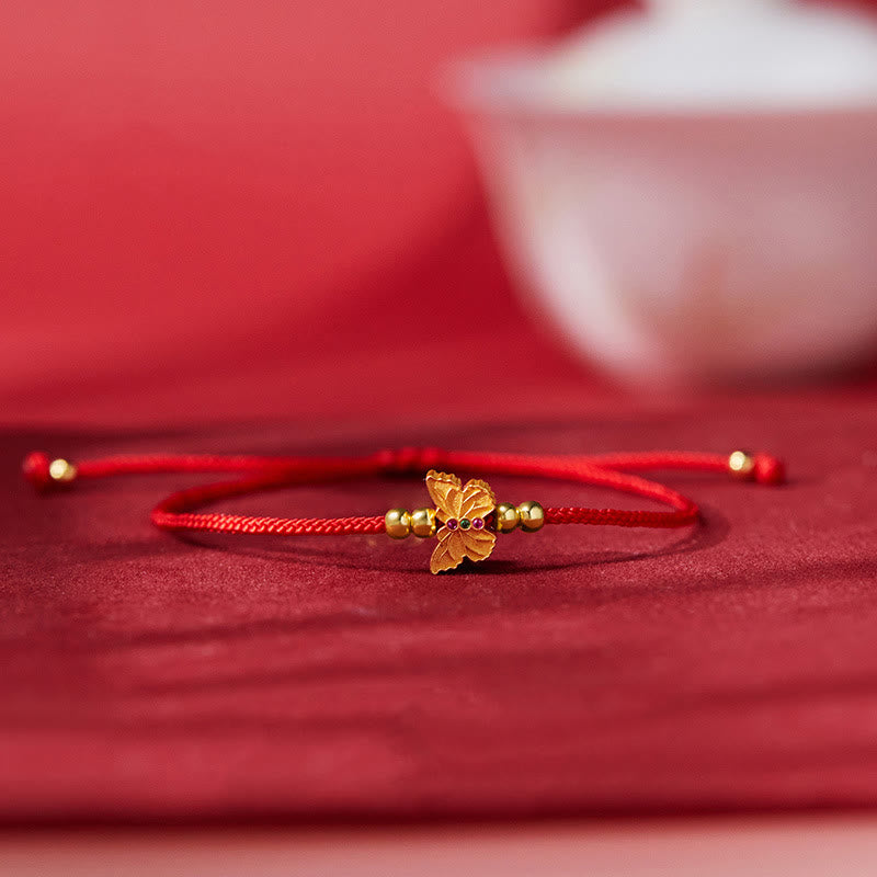 Buddha Stones 999 Sterling Silver Butterfly Red String Strength Bracelet - image 0