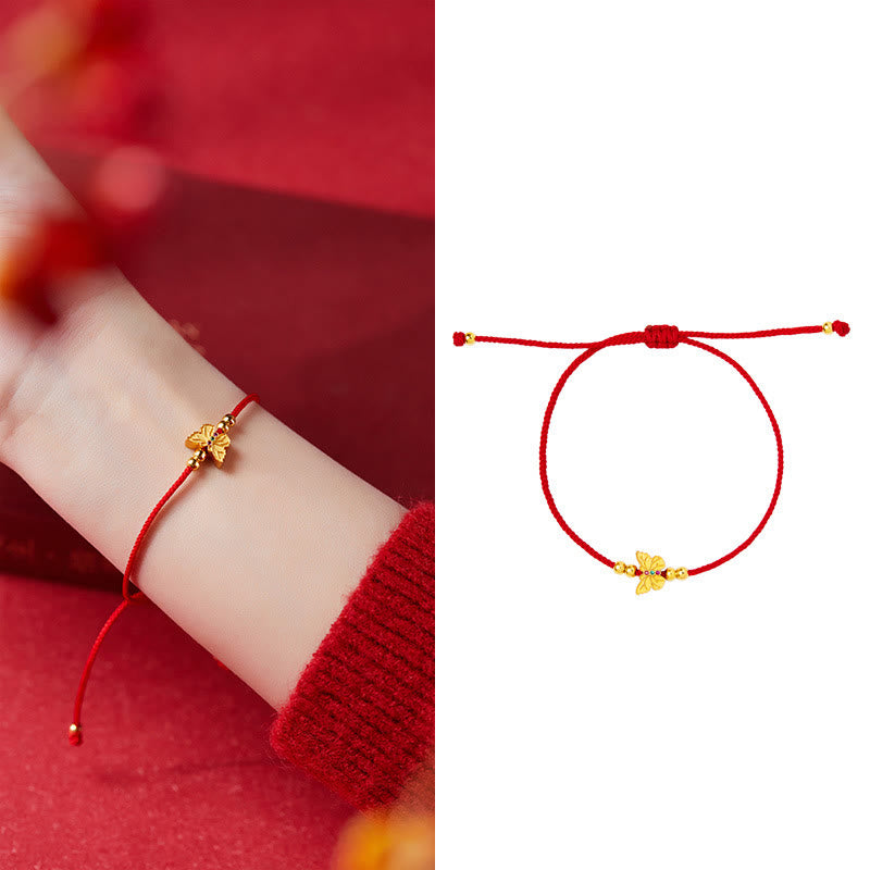 Buddha Stones 999 Sterling Silver Butterfly Red String Strength Bracelet - image 12