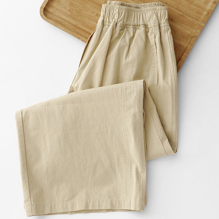 Buddha Stones Spring Commute Solid Color High Waist Women's Wide Leg Cotton Linen Pants With Pockets - image 17