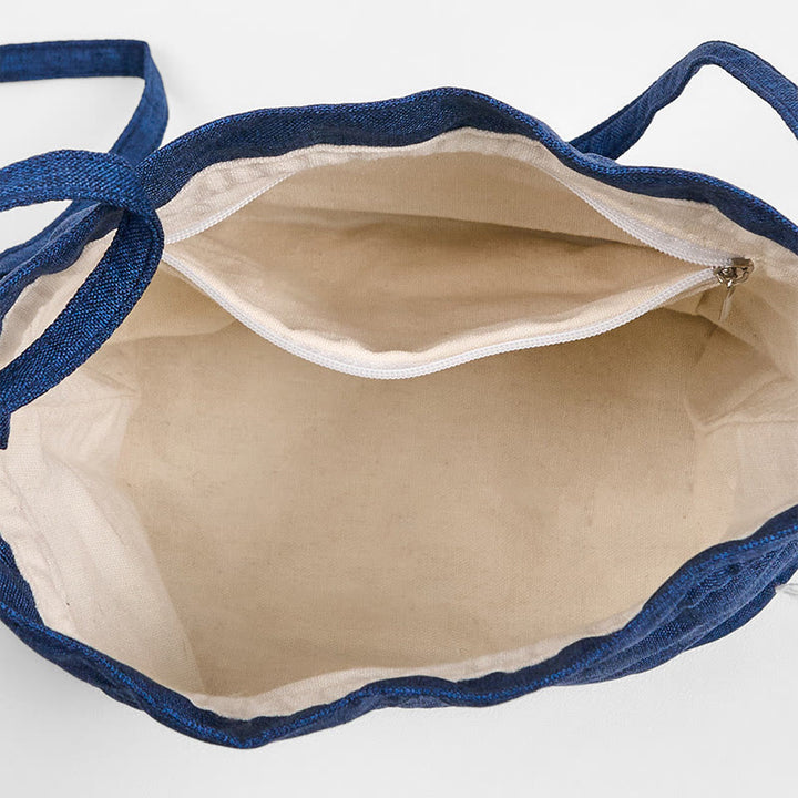 Buddha Stones Embroidered Navy Blue Crane Cotton Linen Crossbody Bag Shoulder Bag - image 5