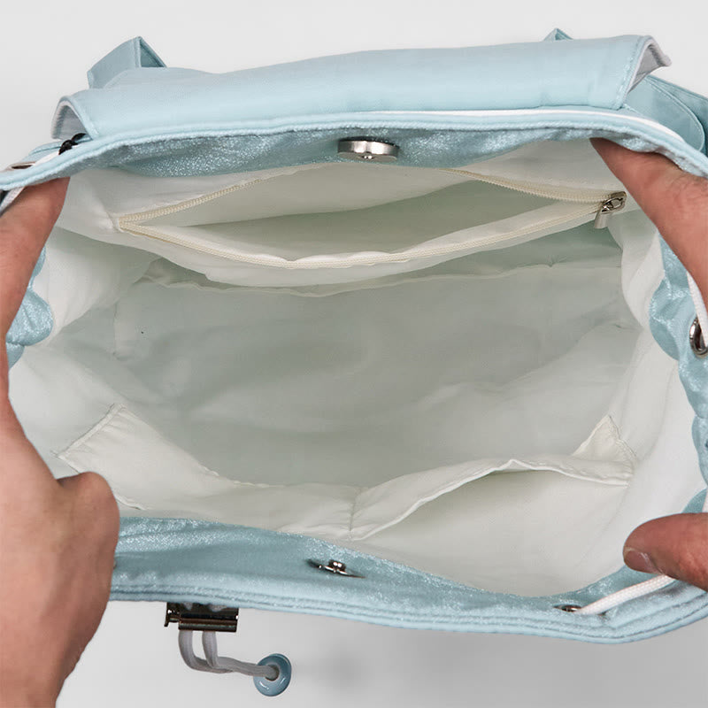 Buddha Stones Handmade Blue Epiphyllum Embroidered Large Capacity Canvas Backpack - image 7