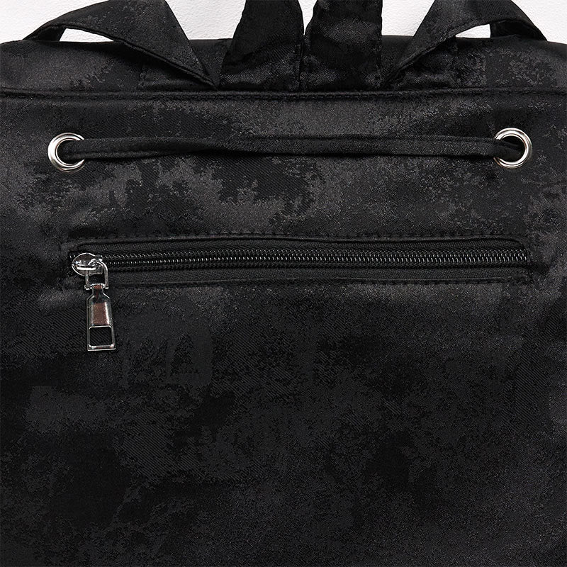 Buddha Stones Handmade Black Peony Embroidered Large Capacity Polyester Cotton Backpack - image 5