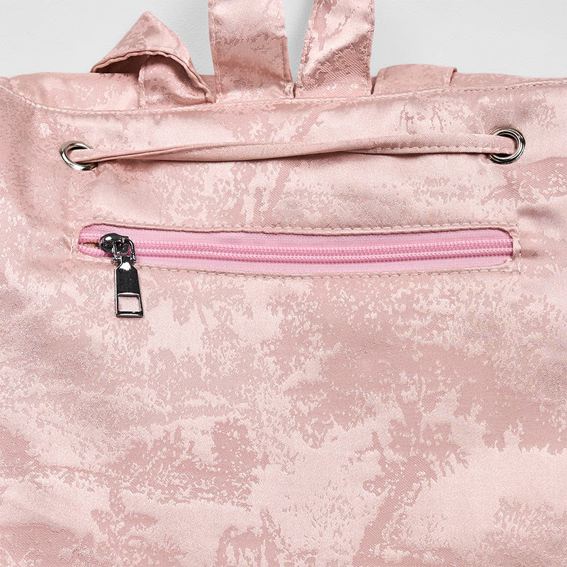 Buddha Stones Handmade Pink Lotus Embroidered Large Capacity Polyester Cotton Backpack - image 5