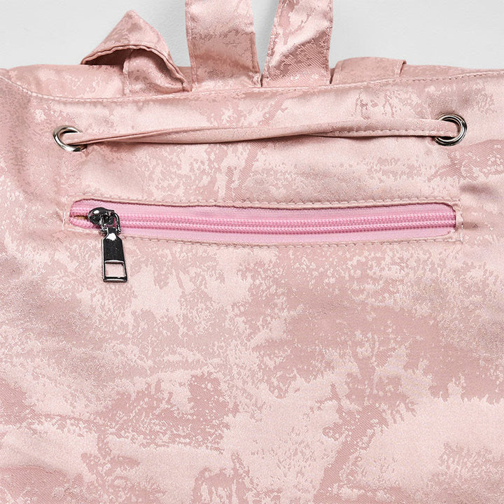 Buddha Stones Handmade Pink Lotus Embroidered Large Capacity Polyester Cotton Backpack - image 5