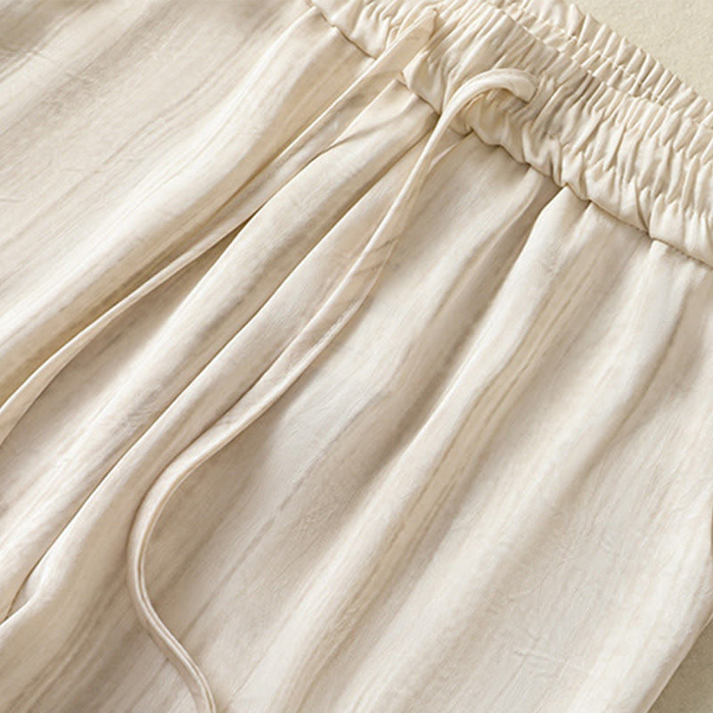 Buddha Stones Artistic Casual Vertical Lines Pattern Drawstring Ankle-length Women's Pants With Pockets - image 4