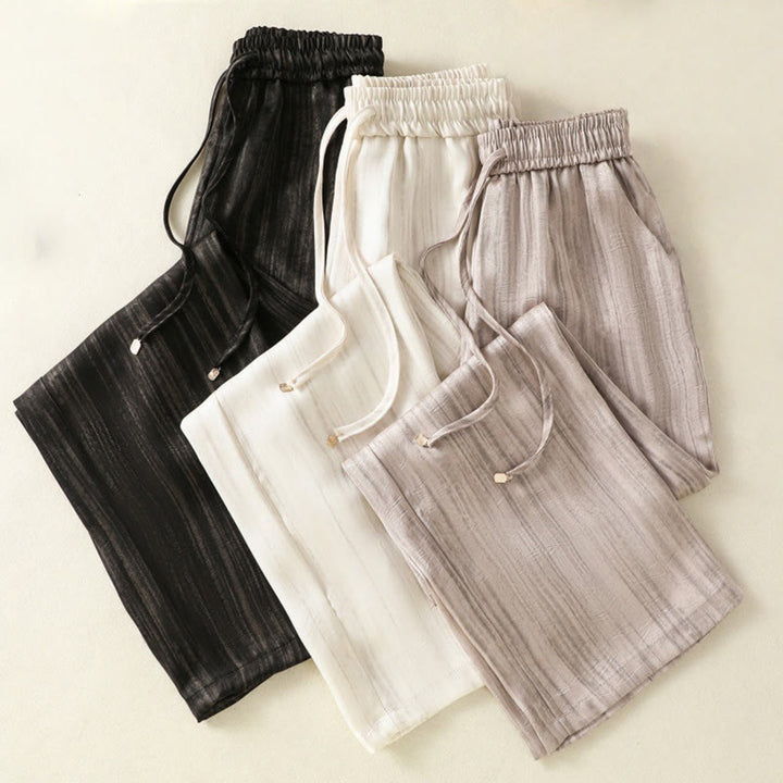 Buddha Stones Artistic Casual Vertical Lines Pattern Drawstring Ankle-length Women's Pants With Pockets - image 24