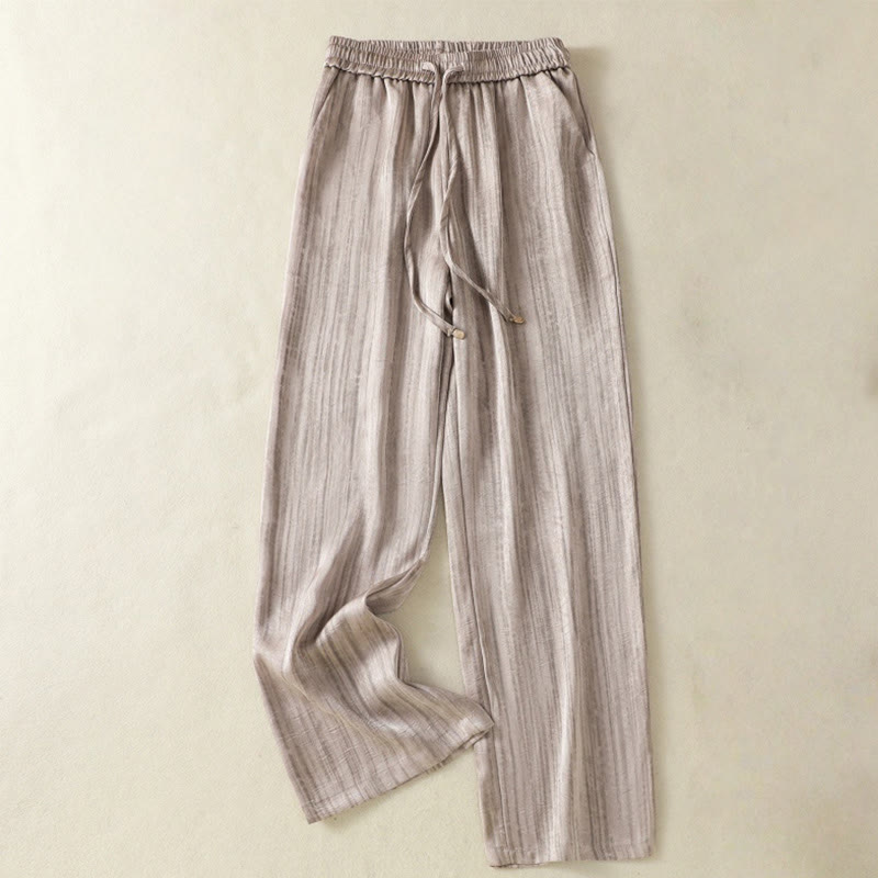 Buddha Stones Artistic Casual Vertical Lines Pattern Drawstring Ankle-length Women's Pants With Pockets - RosyBrown - US8-10，UK/AU12-14，EU40-42 (2XL) - image 17